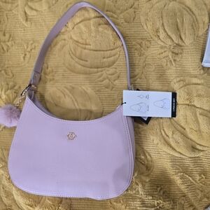 Pink Women’s Shoulder Bag with Pom Charm